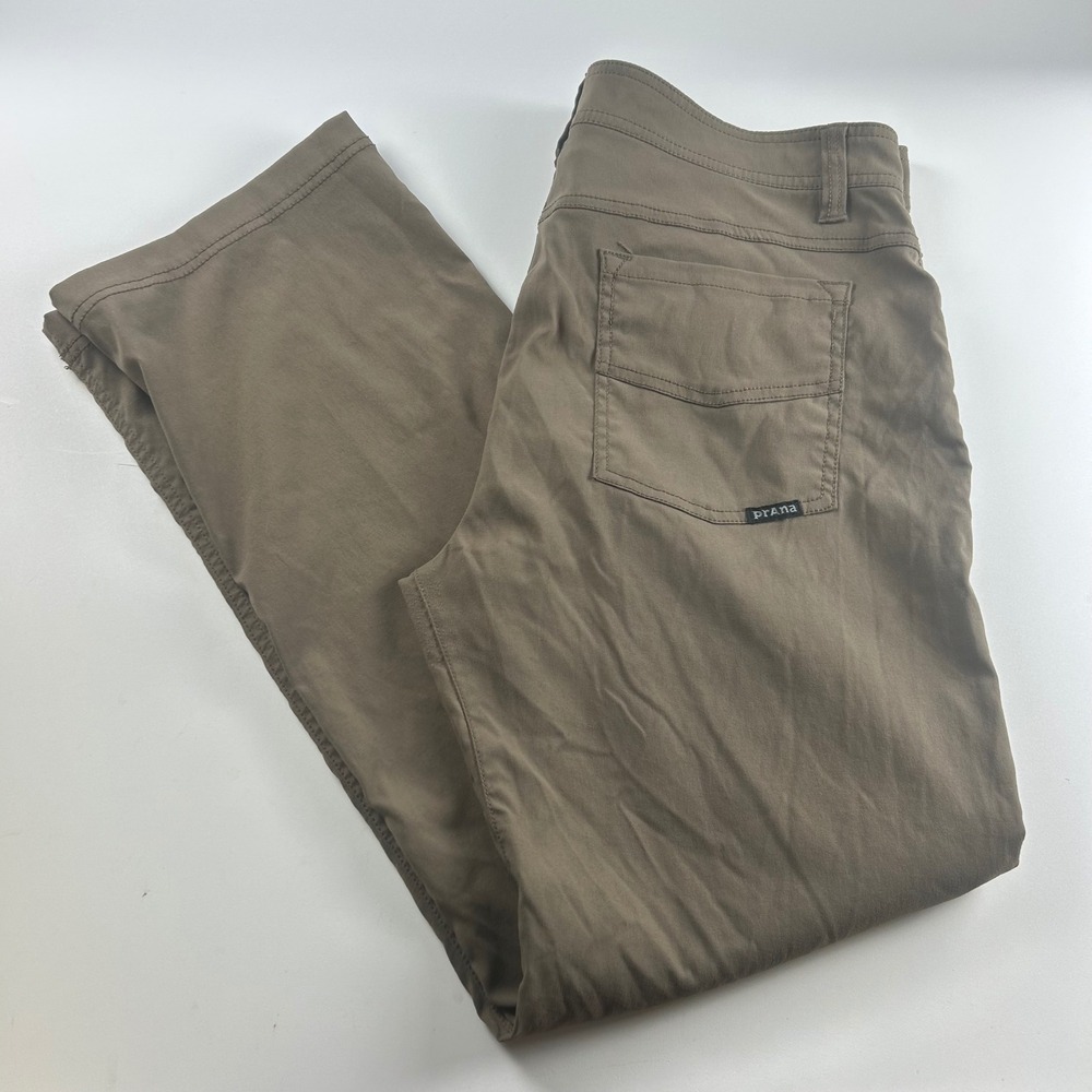 Prana Men's 34x30 Brion Slim Fit Pants Brown Hike Outdoor Stretch Nylon Athletic